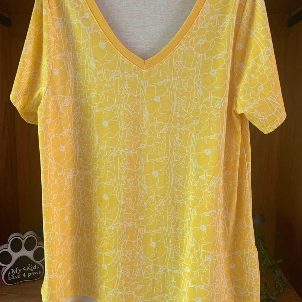 LuLaRoe Sunny Yellow Floral Tee